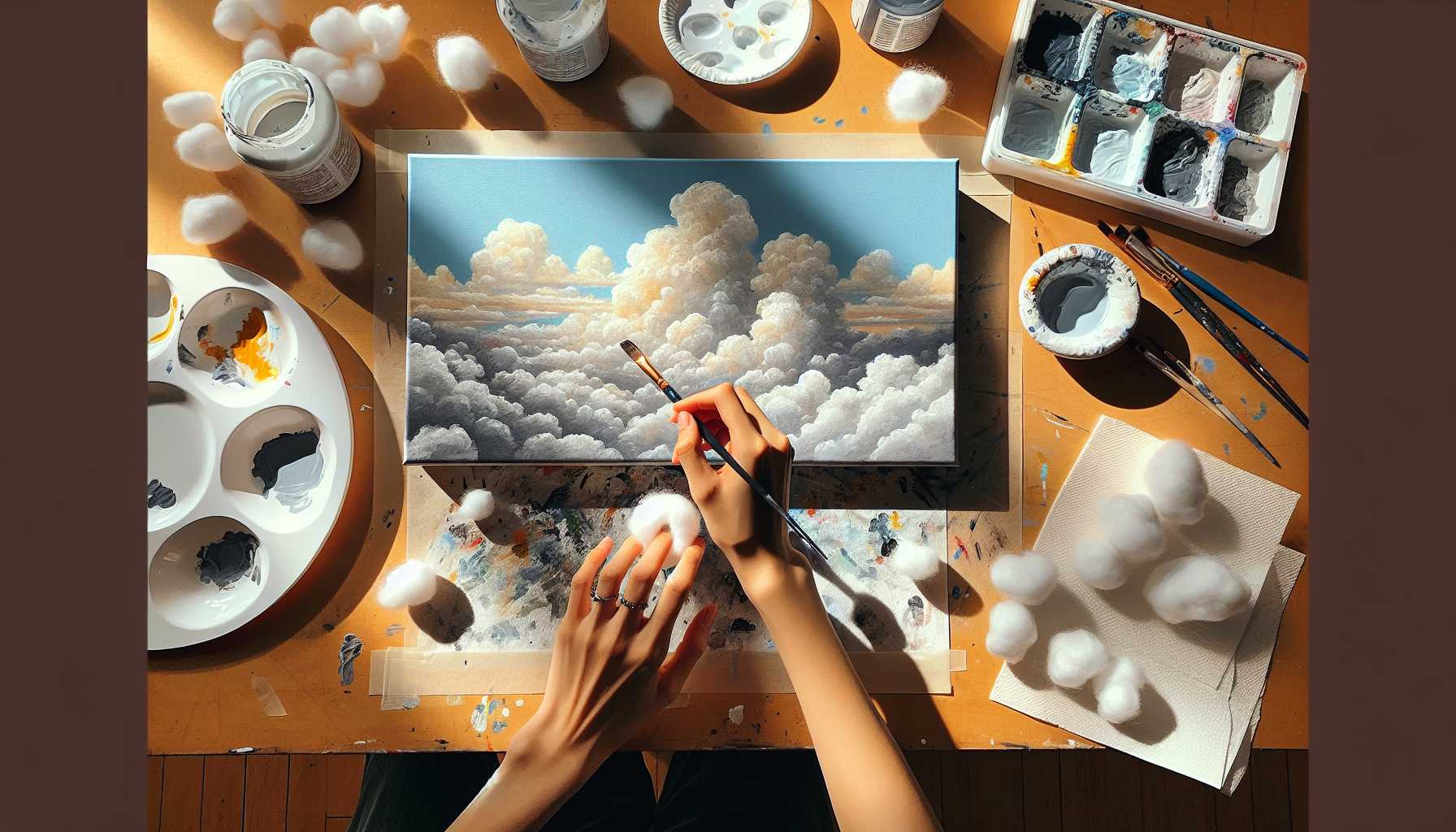 Simple Cotton Ball Painting: Cloud Effect Tutorial for Beginners