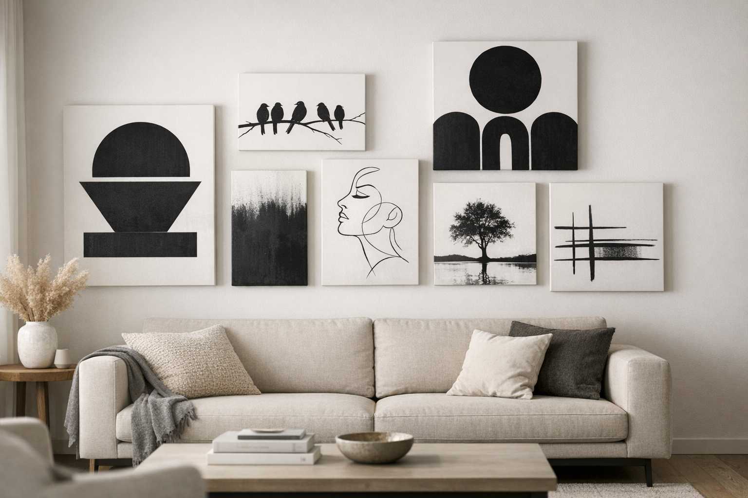 Guide du Débutant pour l’Art sur Toile Minimaliste en Noir et Blanc